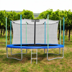 Батут Atlas Sport 374 см (12ft) с внутренней сеткой и лестницей, максимальная нагрузка 150кг.